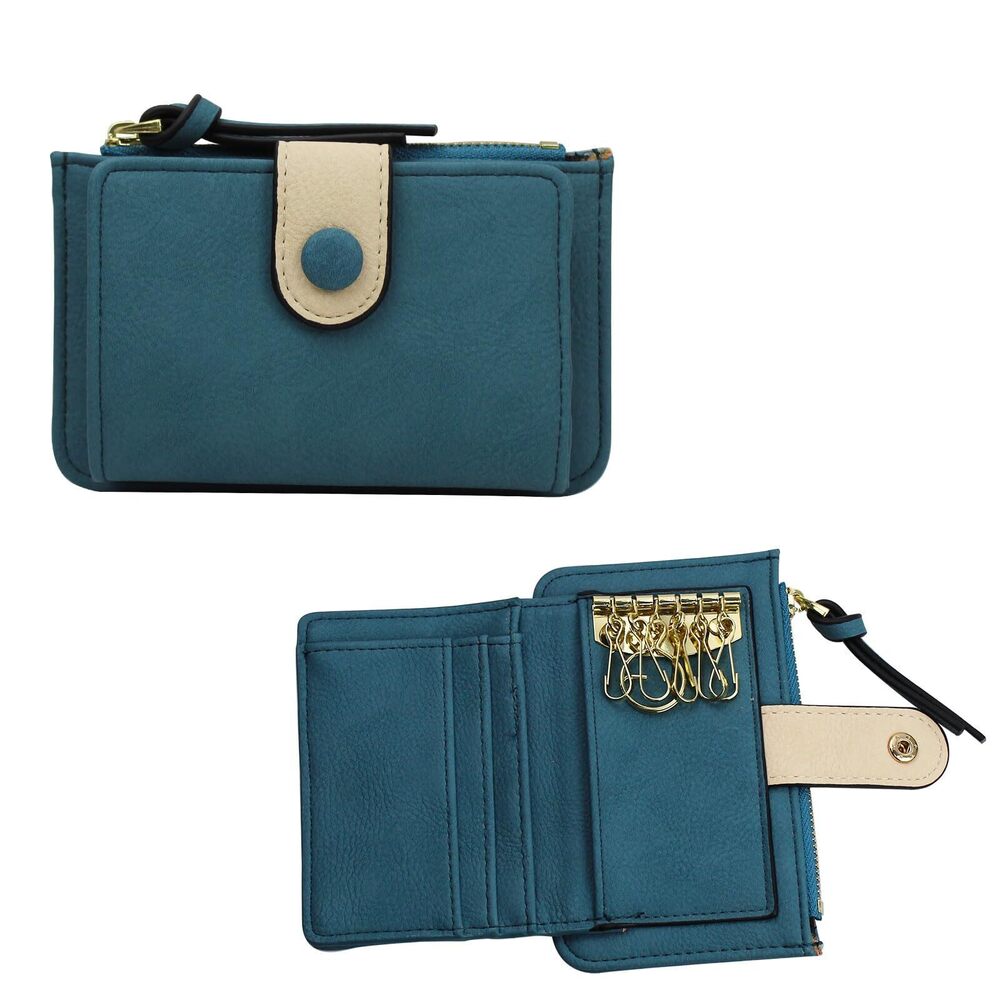 8926 Small Purses PU Leather Key Wallet with Hanging Buckle Hooks, Purse